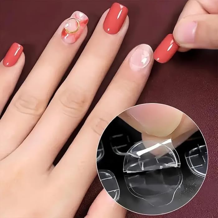 240/480/720pcs Double-Sided Super Adhesive Nail Tips - Press-On Art Film - Unscented, Strong Adhesion - Easy to Apply & Remove - Nail Glue Tape for False Nails (Clear, 48 2 sheets) - Image 2